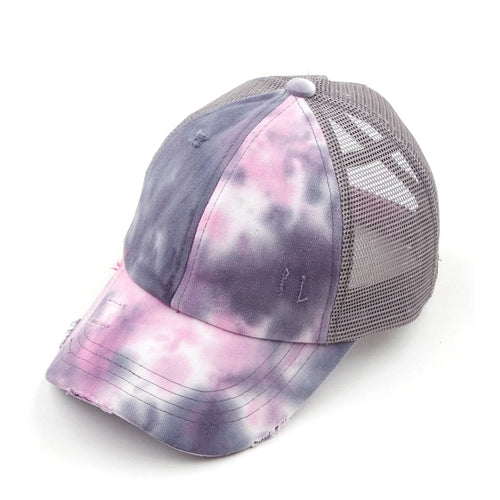 CC Tie-Dye Mesh Criss-Cross  Pony Cap | Adult and Kid Sizes