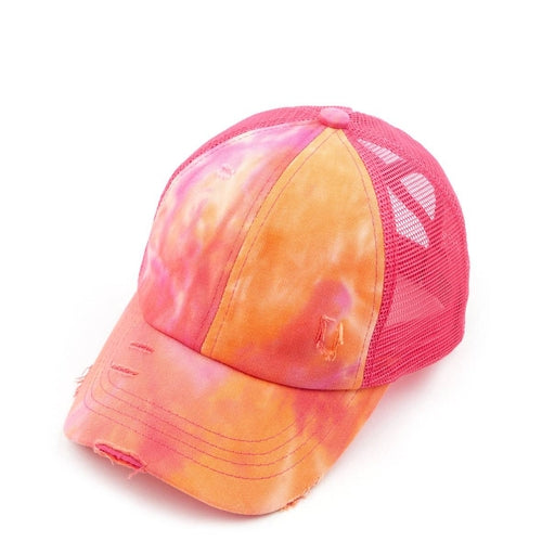 CC Tie-Dye Mesh Criss-Cross  Pony Cap | Adult and Kid Sizes