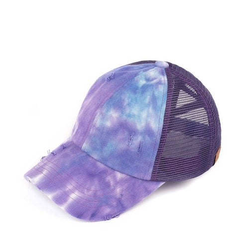 CC Tie-Dye Mesh Criss-Cross  Pony Cap | Adult and Kid Sizes