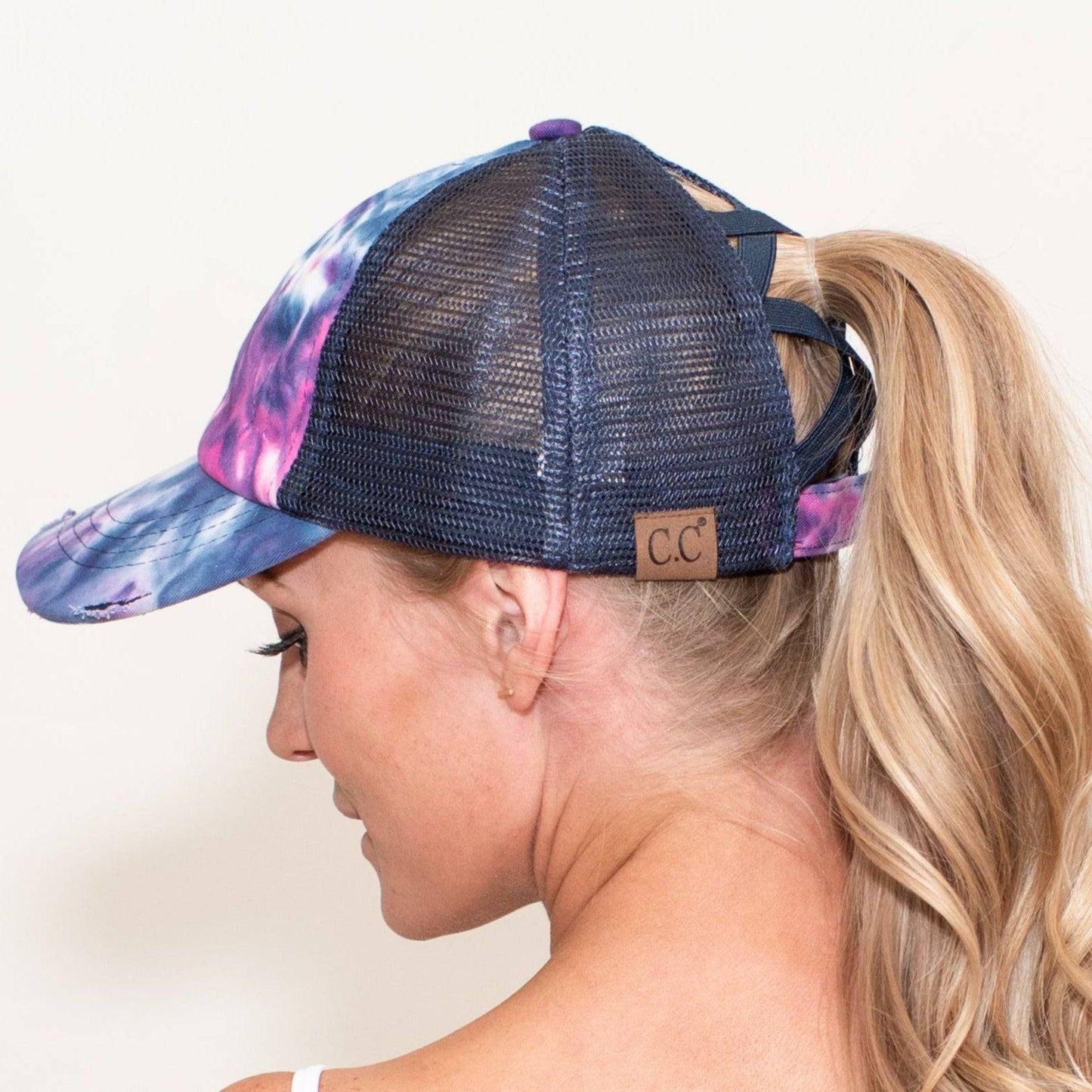 CC Tie-Dye Mesh Criss-Cross  Pony Cap | Adult and Kid Sizes