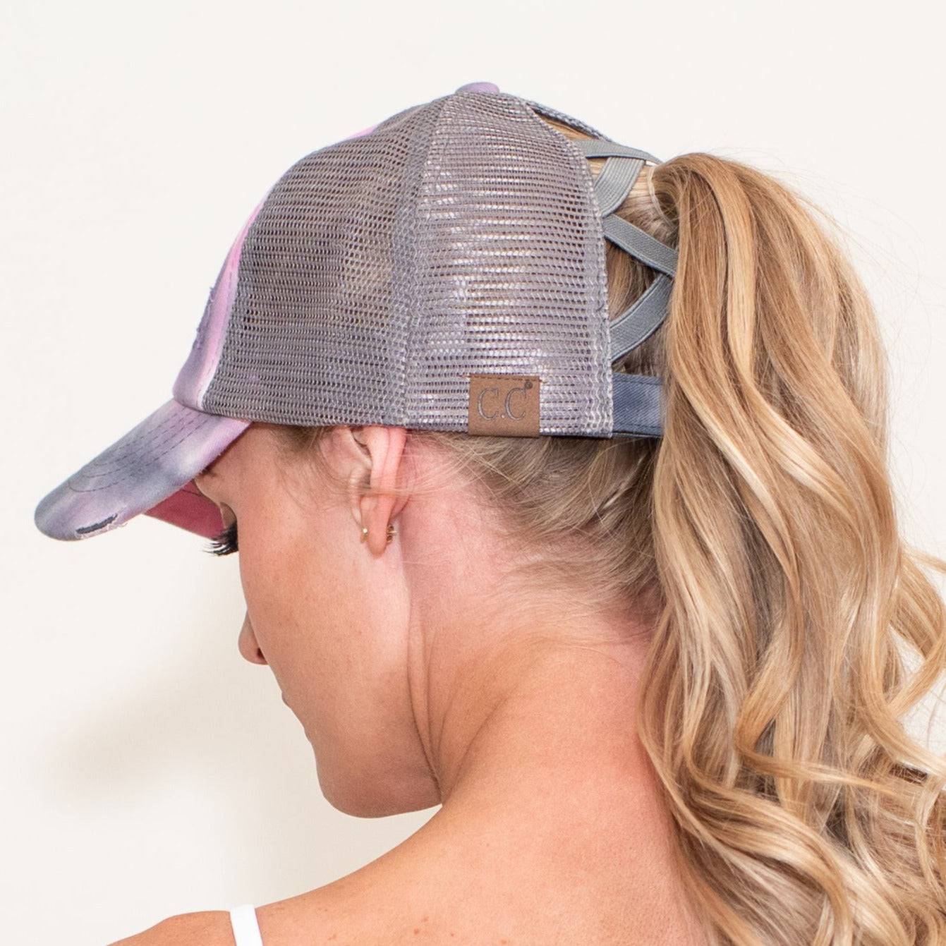 CC Tie-Dye Mesh Criss-Cross  Pony Cap | Adult and Kid Sizes