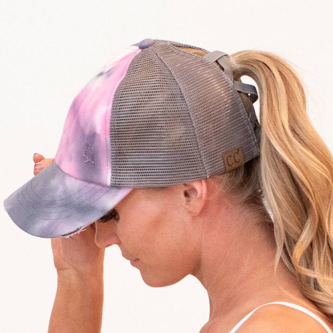 CC Tie-Dye Mesh Criss-Cross  Pony Cap | Adult and Kid Sizes