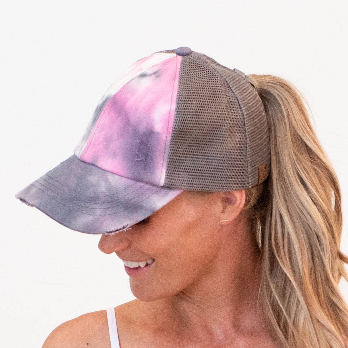 CC Tie-Dye Mesh Criss-Cross  Pony Cap | Adult and Kid Sizes