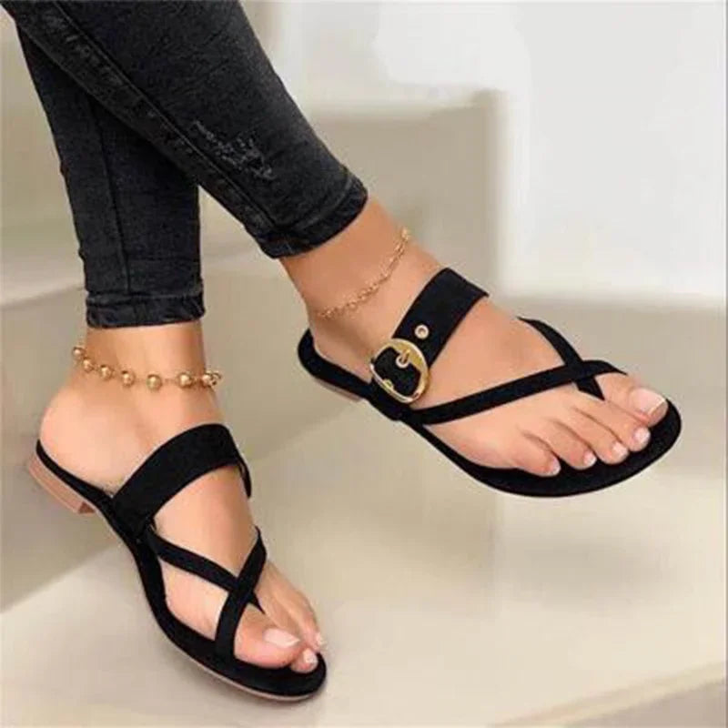 Fashion Slippers For Women Clip Toe Summer Buckle Sandals Casual