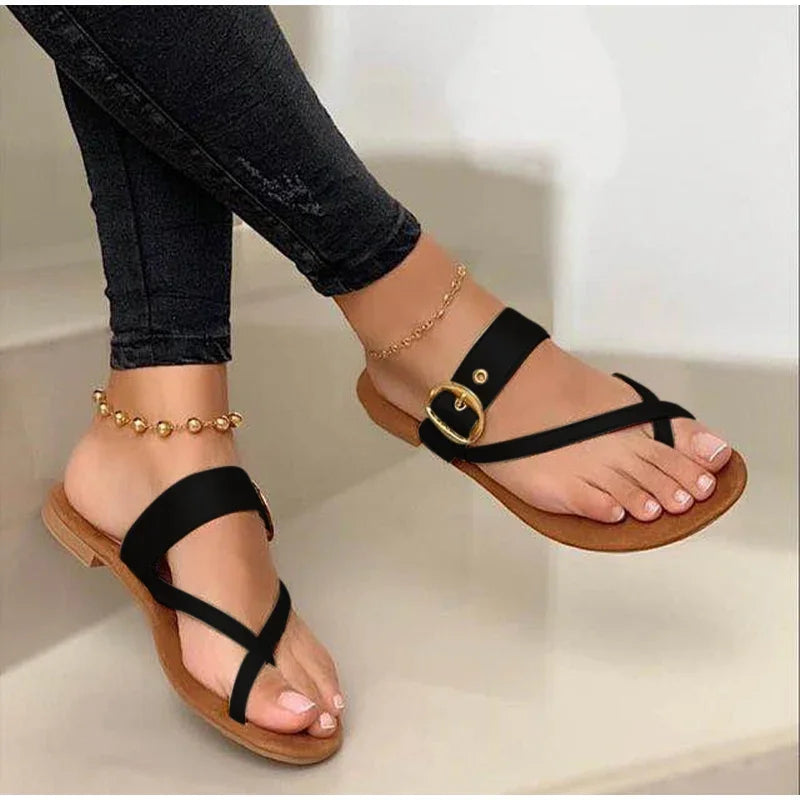 Fashion Slippers For Women Clip Toe Summer Buckle Sandals Casual