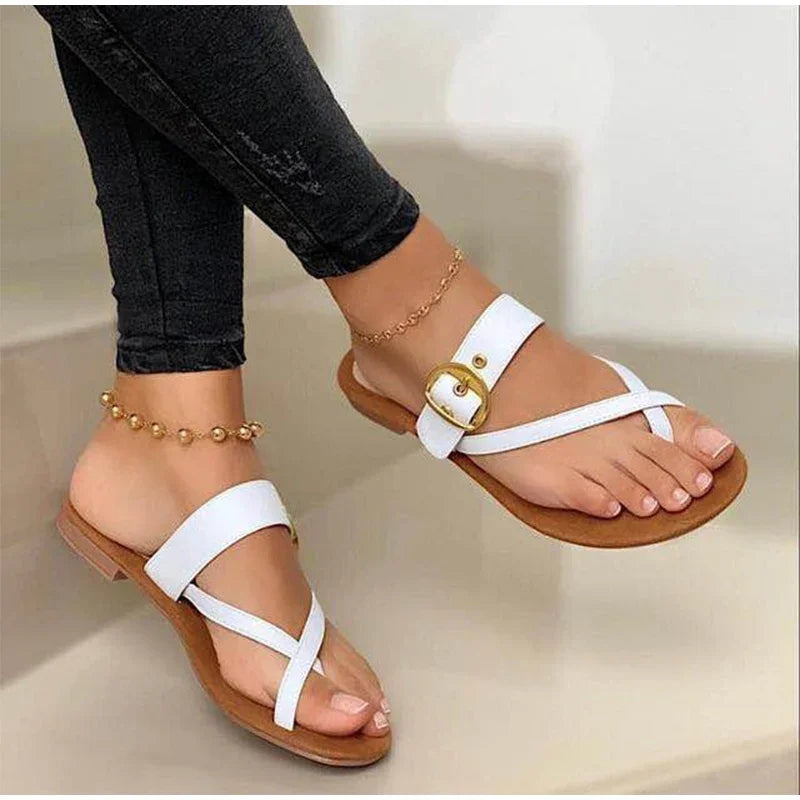 Fashion Slippers For Women Clip Toe Summer Buckle Sandals Casual