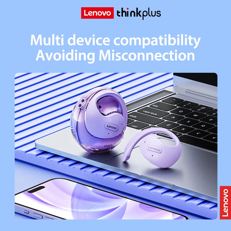 Lenovo OWS Wireless Headphones Bluetooth Earphones with Mics HiFi