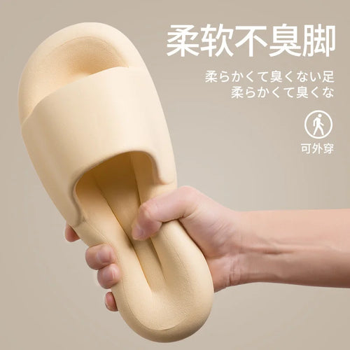 2023 New Women Men Slippers Thick Sole Summer Beach Sandals Bathroom