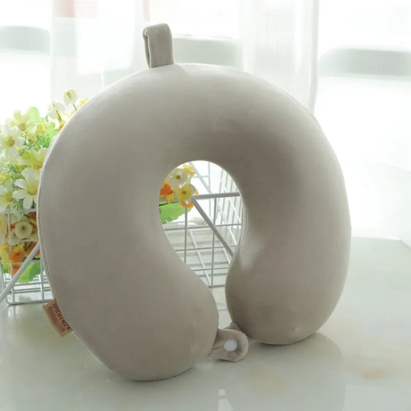 Solid Color Neck Pillow Slow Rebound Memory Cotton U-shaped Pillow Car